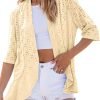 Lightweight Summer Cardigan for Women Spring Netted Knit Ruffle Half Saonta Kimono Cover Ups
