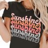 Womens Funny Letters Print T Shirts Short Saonta Shirts Cute Sunshine Graphic Tees Summer Casual Loose Tops