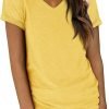 T Shirts Short Saonta V Neck Tees for Women Fashion Tops Trendy Lightweight Soft Casual Summer Outfits Clothes 2024
