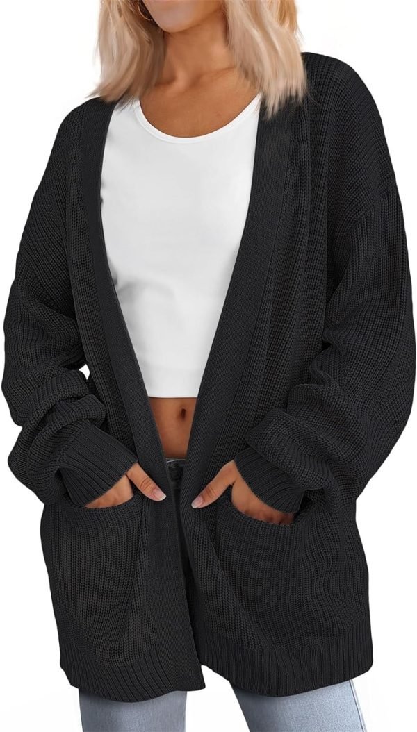 Womens Oversized Cardigans Soft Knit Cardigan Sweater with Pockets
