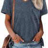 Womens T Shirts 2024 Short Saonta V-Neck Shirts Cute Fit Summer Casual Tee Tops S-XXL