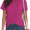 Basic T Shirts for Women UPF 50+ Short Saonta Casual Summer Tops Trendy Solid Loose Fit Tshirt