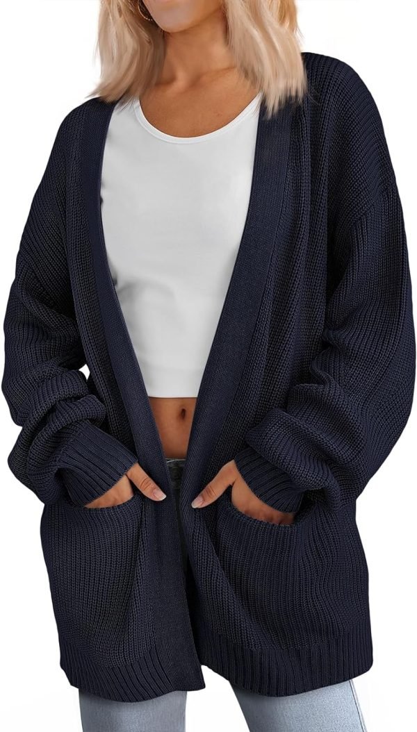 Womens Oversized Cardigans Soft Knit Cardigan Sweater with Pockets
