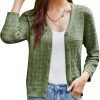 2024 Women's 3/4 Saonta Crochet Knit Button Down Cardigan Cropped Shrug Bolero Lightweight Sweaters Tops