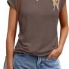 Womens Tops Casual Dressy Basic T Shirts Loose Fit Crewneck Cap Saonta Tee Summer Outfits 2024