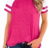 Womens Shirts Casual Tunic Tops Color Block Crewneck Summer Loose Fitting Workout Tee Shirts