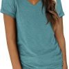 T Shirts Short Saonta V Neck Tees for Women Fashion Tops Trendy Lightweight Soft Casual Summer Outfits Clothes 2024