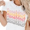 Womens Funny Letters Print T Shirts Short Saonta Shirts Cute Sunshine Graphic Tees Summer Casual Loose Tops