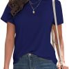 Basic T Shirts for Women UPF 50+ Short Saonta Casual Summer Tops Trendy Solid Loose Fit Tshirt