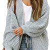 Women's 2024 Fall Open Front Long Lantern Saonta Cardigan Oversized Chunky Outwear with Pocket