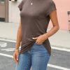 Womens Tops Casual Dressy Basic T Shirts Loose Fit Crewneck Cap Saonta Tee Summer Outfits 2024