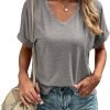 Women's Tshirts V Neck Short Saonta Summer Tops Casual Basic Tee Shirts