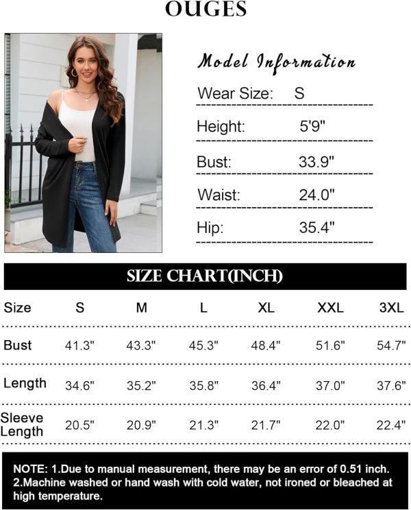 Women's Open Front Cardigan Shirt with Pockets Long Saonta Lightweight Coat