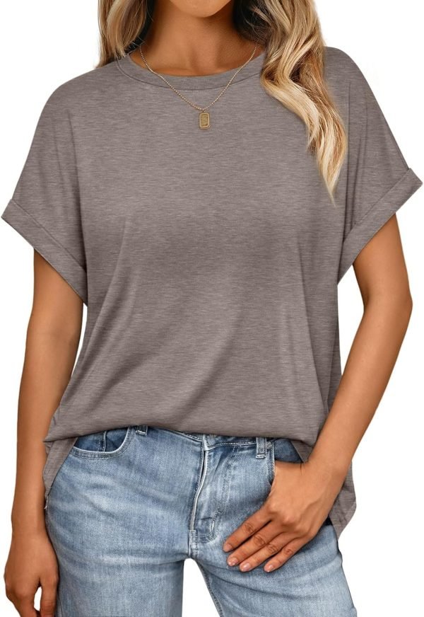 Women Tops Casual Basic T Shirts Loose Fit Crewneck Short Saonta Summer Outfits