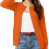 Women's Classic Long Saonta Knit Cardigan Sweaters Casual Open Front Button Down Cardigan S-3XL