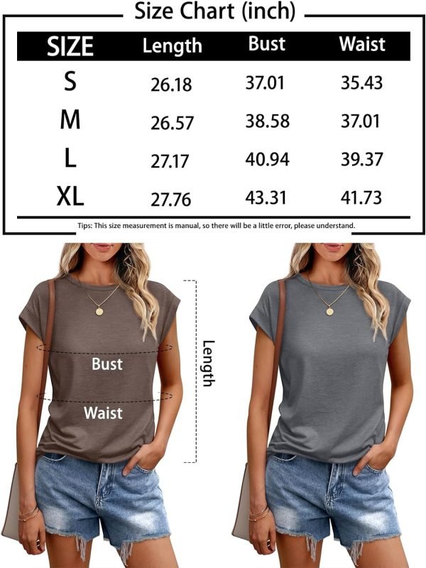 Womens Tops Casual Dressy Basic T Shirts Loose Fit Crewneck Cap Saonta Tee Summer Outfits 2024