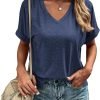 Women's Tshirts V Neck Short Saonta Summer Tops Casual Basic Tee Shirts