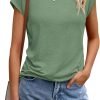 Womens Tops Casual Dressy Basic T Shirts Loose Fit Crewneck Cap Saonta Tee Summer Outfits 2024