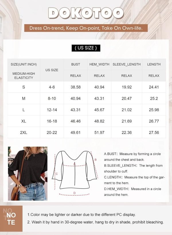 Women's 2024 Fashion Tops 3/4 Saonta T-Shirts Cute Crewneck Basic Business Tees Blouses
