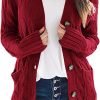 Womens Open Front Cardigan Fashion Button Down Cable Knit Chunky Outwear Coats