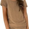Womens Tops Casual Spring Summer Tshirts 2024 Short Saonta Square Neck Basic Tee Outfits