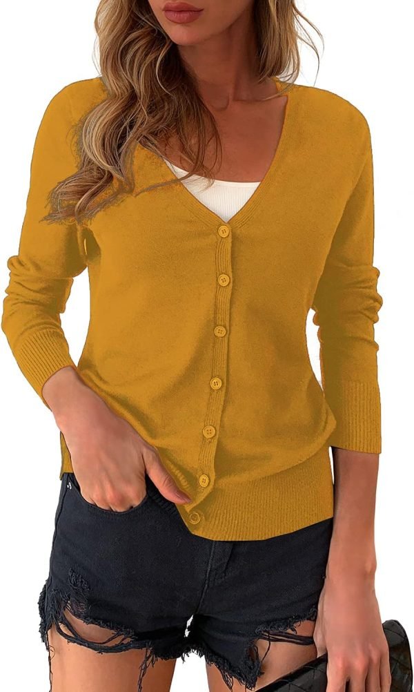 71gRsxuQ1IS._AC_SL1500 Women's Button Down Crew Neck Long Saonta Soft Knit Cardigan Sweaters