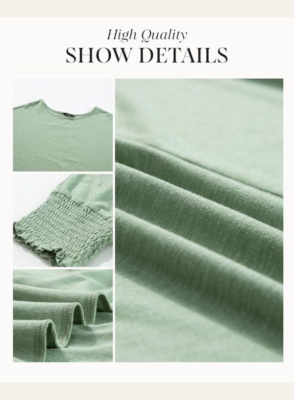 Women's 2024 Fashion Tops 3/4 Saonta T-Shirts Cute Crewneck Basic Business Tees Blouses