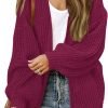 Women's 2024 Fall Open Front Long Lantern Saonta Cardigan Oversized Chunky Outwear with Pocket