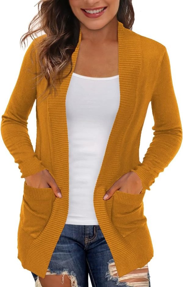 Women's Cardigans with Pockets Casual Lightweight Open Front Cardigan Sweaters for Women (S-2XL)