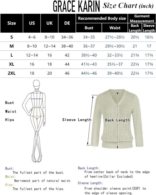 2024 Women's 3/4 Saonta Crochet Knit Button Down Cardigan Cropped Shrug Bolero Lightweight Sweaters Tops