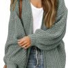Women's 2024 Fall Open Front Long Lantern Saonta Cardigan Oversized Chunky Outwear with Pocket