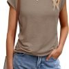Womens Tops Casual Dressy Basic T Shirts Loose Fit Crewneck Cap Saonta Tee Summer Outfits 2024
