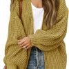Women's 2024 Fall Open Front Long Lantern Saonta Cardigan Oversized Chunky Outwear with Pocket