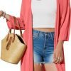 Womens 2024 Casual 3/4 Short Saonta Open Front Cardigan Lightweight Kimono Summer Beach Outfits