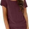 Womens Tops Casual Spring Summer Tshirts 2024 Short Saonta Square Neck Basic Tee Outfits