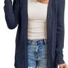 Women's Open Front Lightweight Cardigan Long Saonta Button Down Loose Outwear