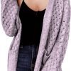 Women's 2024 Fashion Casual Open Front Long Saonta Chunky Cable Knit Cardigans Sweaters Outerwear Coats with Pockets