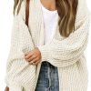 Women's 2024 Fall Open Front Long Lantern Saonta Cardigan Oversized Chunky Outwear with Pocket