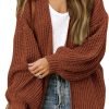 Women's 2024 Fall Open Front Long Lantern Saonta Cardigan Oversized Chunky Outwear with Pocket