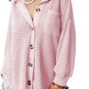 Womens Waffle Knit Shacket Jacket Casual Long Saonta Button Down Shirts Dressy Blouses Tops