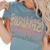 Womens Funny Letters Print T Shirts Short Saonta Shirts Cute Sunshine Graphic Tees Summer Casual Loose Tops