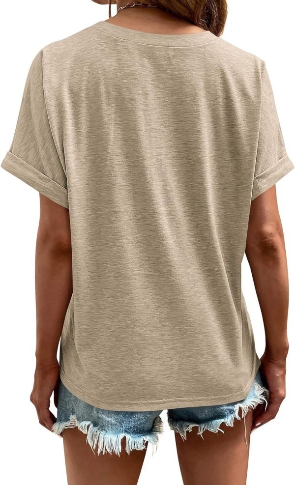 Women's Tshirts V Neck Short Saonta Summer Tops Casual Basic Tee Shirts