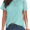 Basic T Shirts for Women UPF 50+ Short Saonta Casual Summer Tops Trendy Solid Loose Fit Tshirt