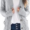 Womens Open Front Cardigan Fashion Button Down Cable Knit Chunky Outwear Coats