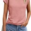 Womens Tops Casual Dressy Basic T Shirts Loose Fit Crewneck Cap Saonta Tee Summer Outfits 2024