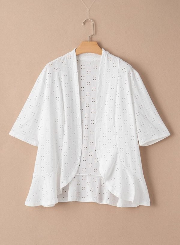 Lightweight Summer Cardigan for Women Spring Netted Knit Ruffle Half Saonta Kimono Cover Ups