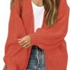 Women's 2024 Fall Open Front Long Lantern Saonta Cardigan Oversized Chunky Outwear with Pocket