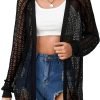 Women's Crochet Cardigan Sweater Long Saonta Open Front Lightweight Boho Cover Up Summer Knit Cardigans