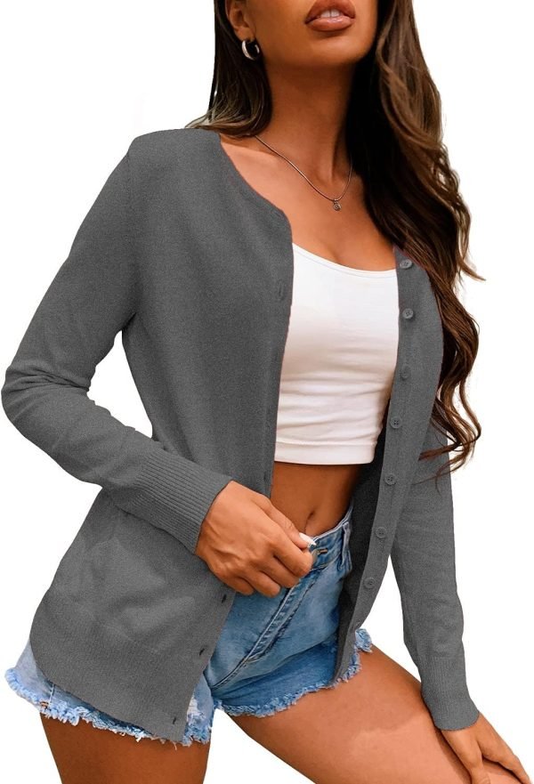 71rSmIYm0aS._AC_SL1500 Women's Button Down Crew Neck Long Saonta Soft Knit Cardigan Sweaters