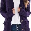 Womens Open Front Cardigan Fashion Button Down Cable Knit Chunky Outwear Coats